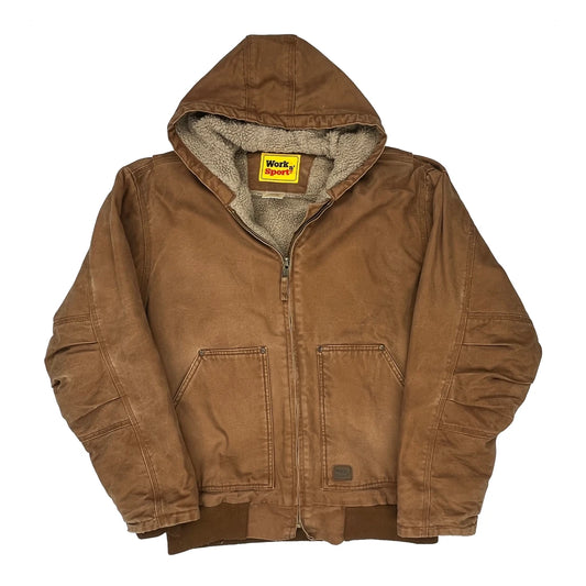 Work N Sport Workwear Bomber Jacket - Medium Brown Cotton