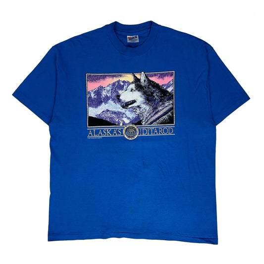 Iditarod 1995 Hanes Graphic T-Shirt - XL Blue Cotton