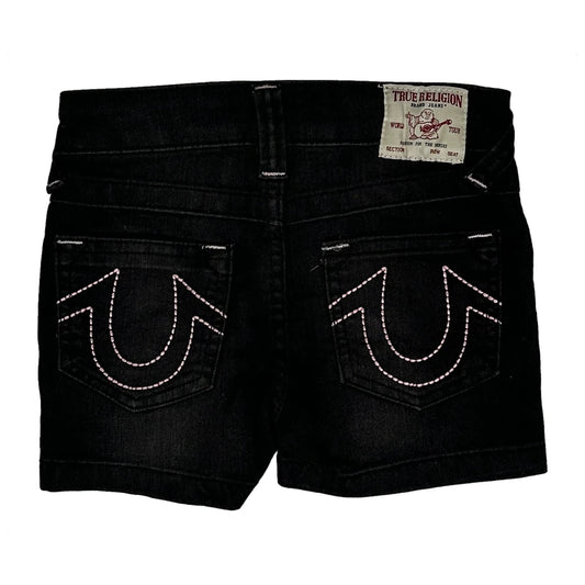 Age 4 True Religion Contrast Stitch Denim Shorts - Small Black Denim