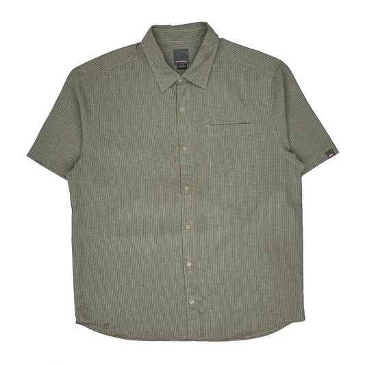 Quiksilver Checked Short Sleeve Shirt - Large Khaki Cotton