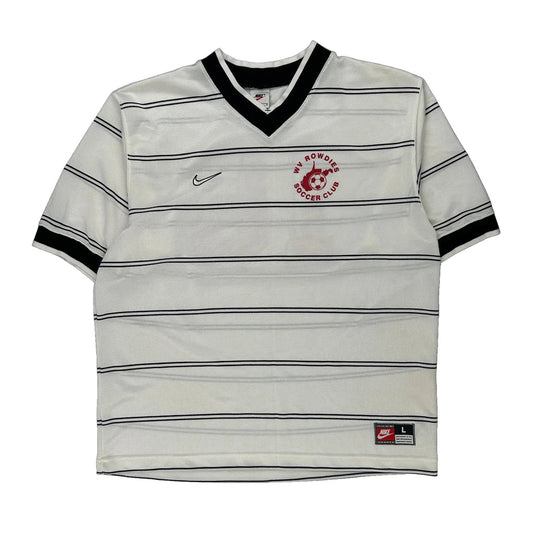 Vintage Made In USA Nike Striped Football Shirt - Large White Polyester