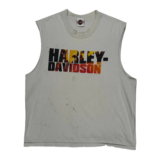 Kamloops H-D British Columbia Harley Davidson Graphic Vest - XL White Cotton