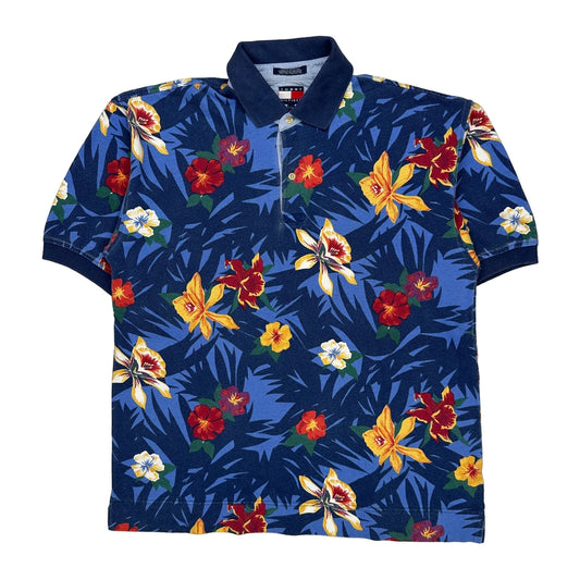Tommy Hilfiger Floral Hawaiian Shirt - Large Multicoloured Cotton