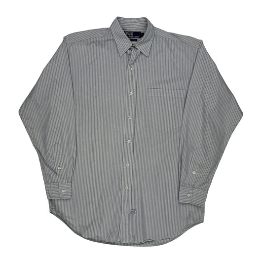Vintage Polo By Ralph Lauren Striped Shirt - Small Blue Cotton