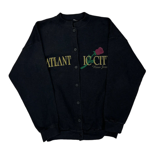 Atlantic City Unbranded Graphic Cardigan - Large Black Cotton