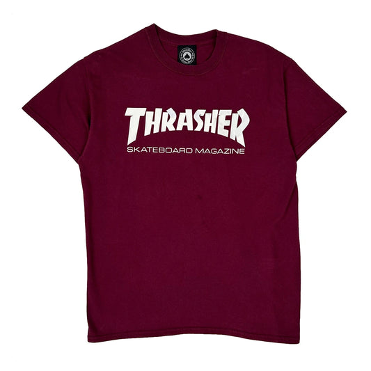 Skateboard Magazine Thrasher T-Shirt - Medium Burgundy Cotton