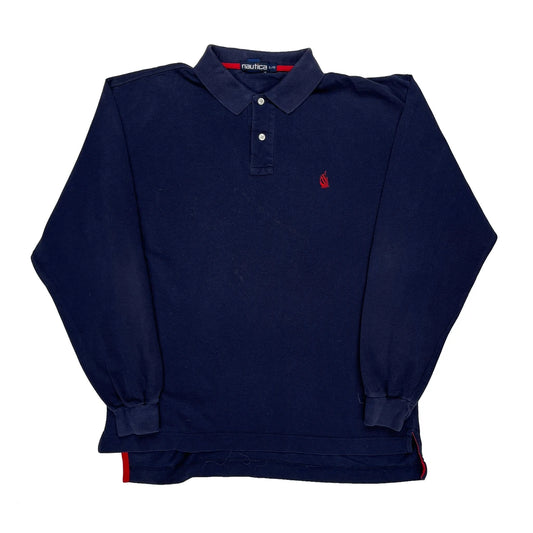Nautica Polo Shirt - Large Navy Cotton