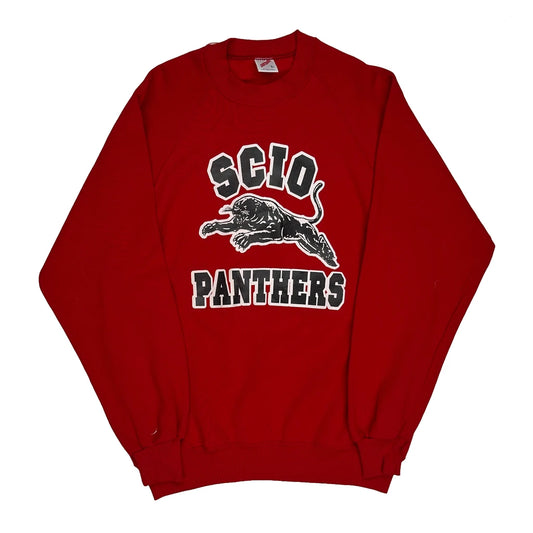 Vintage Scio Panthers Jerzees Graphic Sweatshirt - Large Red Cotton