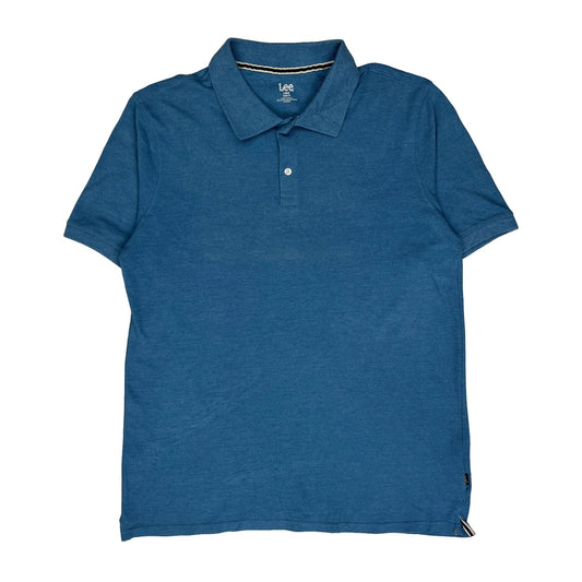 Lee Polo Shirt - Large Blue Cotton Blend