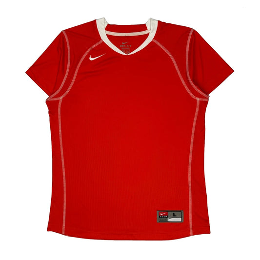 Nike T-Shirt - Large Red Polyester