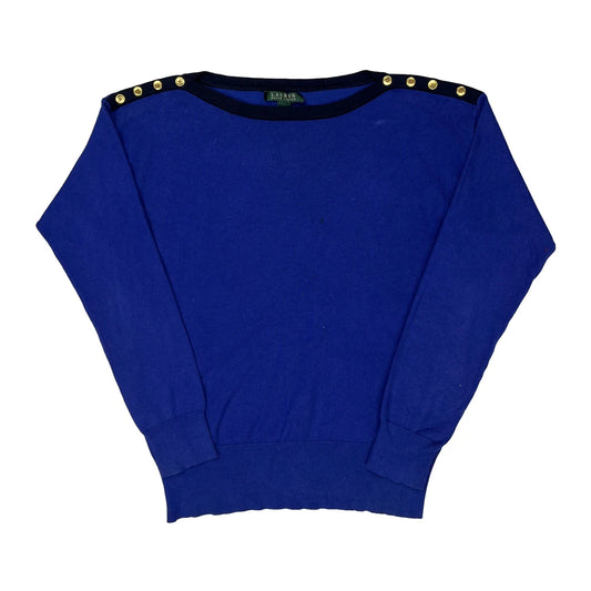 Ralph Lauren Jumper - Large Blue Cotton Blend