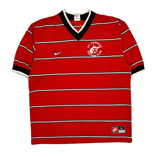Wv Rowdies Soccer Club Nike Striped Football Shirt - Large Red Polyester
