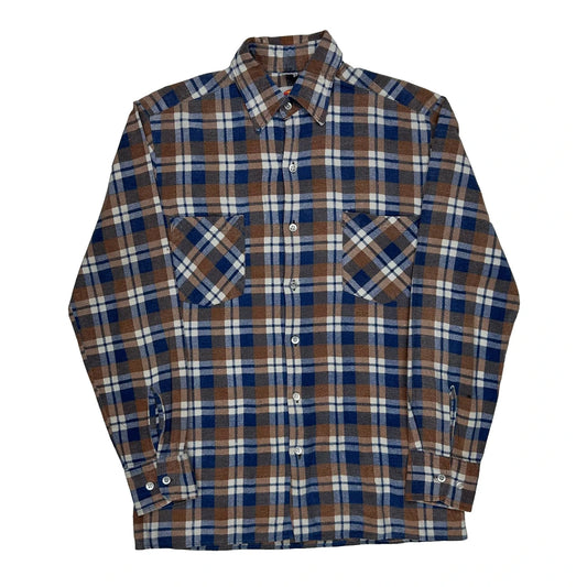 Vintage Dickies Checked Flannel Shirt - Small Brown Cotton