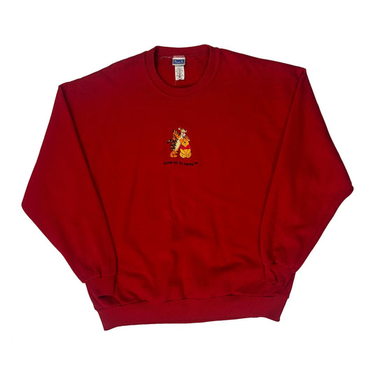 Disney Cartoon Sweatshirt - 2XL Red Cotton Blend