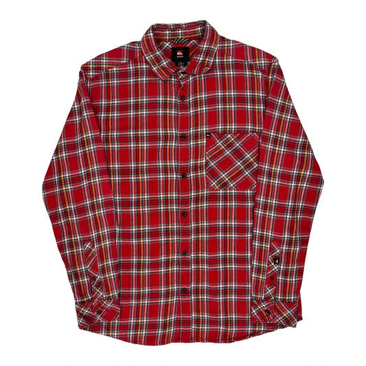 Quiksilver Checked Flannel Shirt - Medium Red Cotton