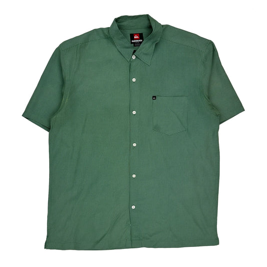 Vintage Quiksilver Short Sleeve Shirt - Large Green Cotton