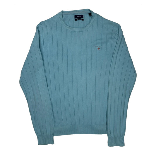 Gant Knitted Jumper - Medium Blue Cotton