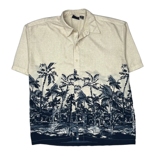 Tommy Bahama Hawaiian Shirt - XL Beige Polyester