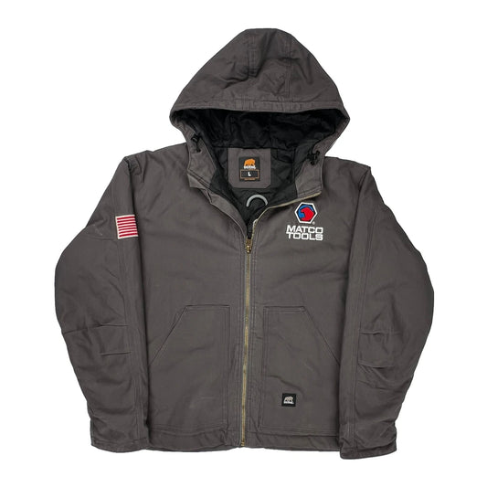 American Flag Patch Berne Jacket - Large Grey Polyester