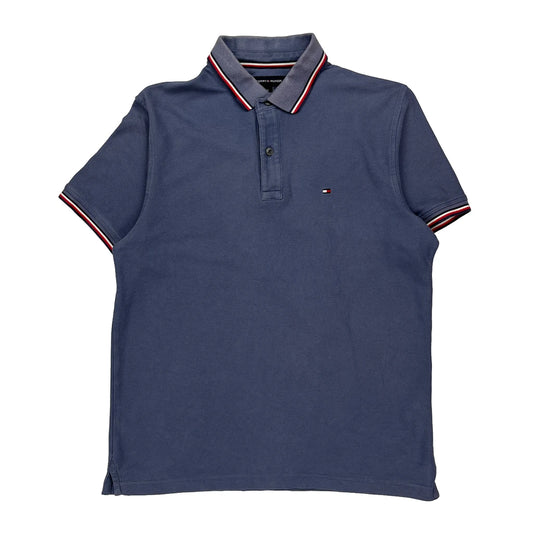 Tommy Hilfiger Striped Polo Shirt - Medium Blue Cotton