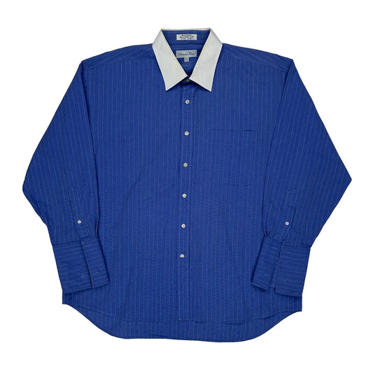 Christian Dior Pinstripe Shirt - XL Blue Cotton