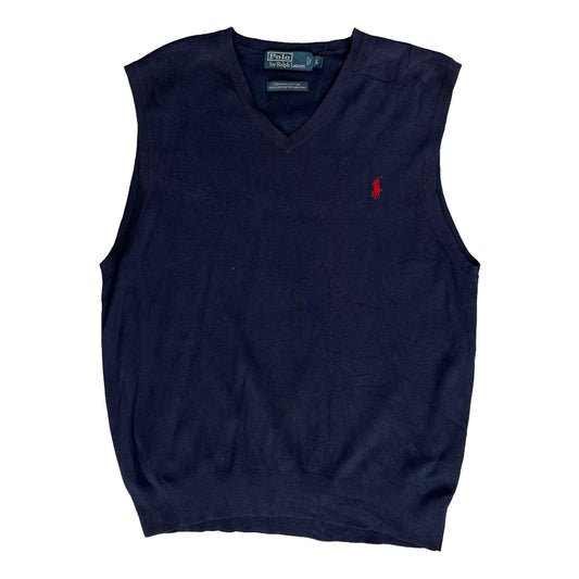 Polo By Ralph Lauren Sweater Vest - Large Navy Cotton