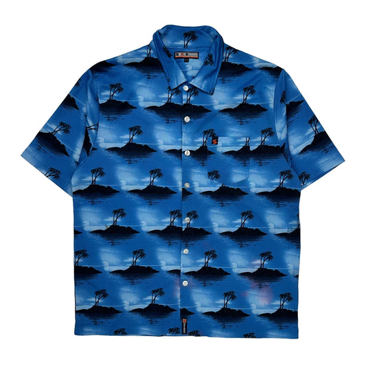 Vintage Unbranded Hawaiian Shirt - XL Blue Polyester