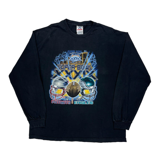 Super Bowl Xxxix Patriots Vs Eagles Alstyle Graphic Long Sleeve T-Shirt - 2XL Black Cotton