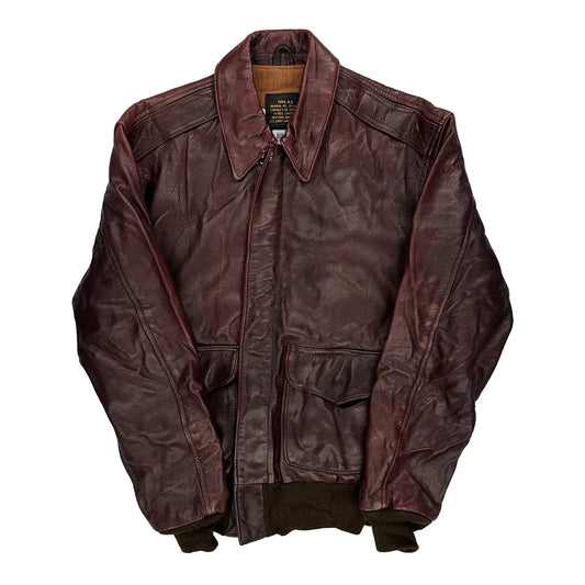 1970s Made In USA Avirex A-2 Flight Leather Jacket - Small Brown Leather