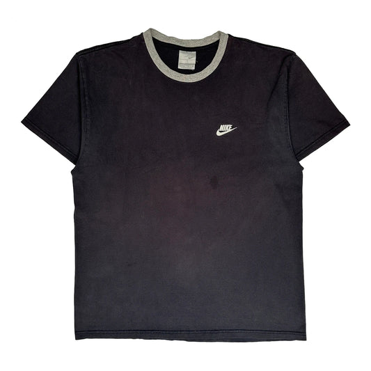 Nike Ringer T-Shirt - Large Black Cotton