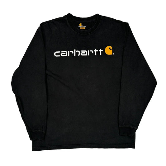 Vintage Carhartt Spellout Long Sleeve T-Shirt - Large Black Cotton