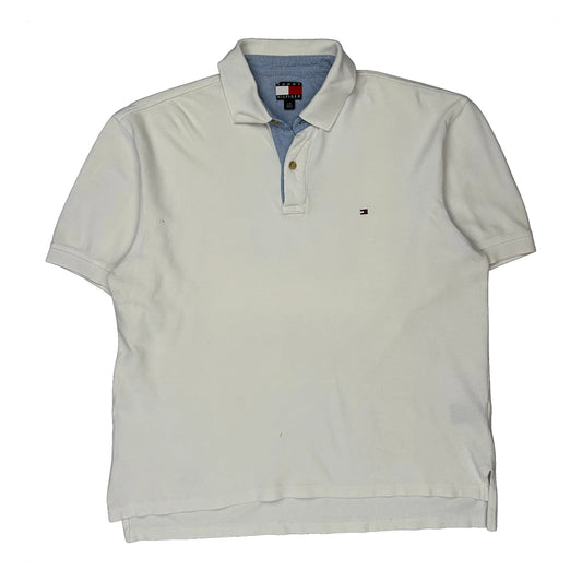 Tommy Hilfiger Polo Shirt - Large White Cotton