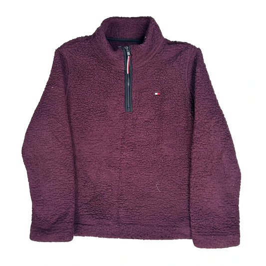 Vintage Tommy Hilfiger Fleece - XL Burgundy Polyester