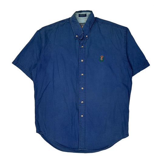 Chaps Ralph Lauren Short Sleeve Shirt - Medium Blue Cotton
