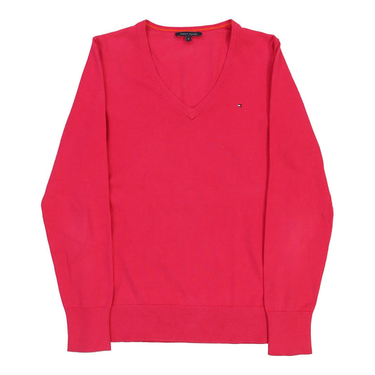 Vintage Tommy Hilfiger V-neck Jumper - Medium Pink Cotton