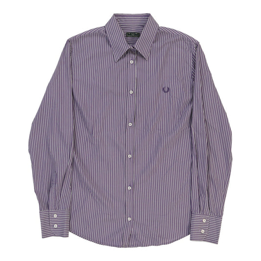 Vintage Fred Perry Striped Shirt - XL Purple Cotton