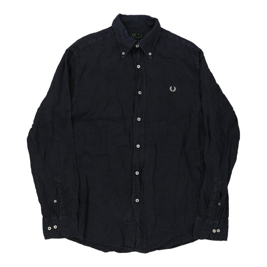 Vintage Fred Perry Shirt - Large Navy Linen