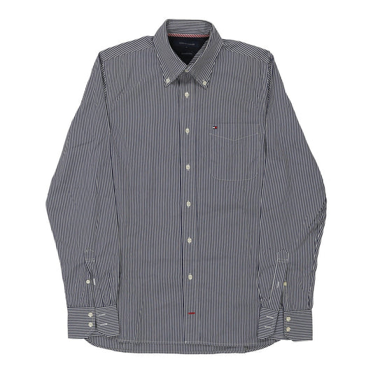 Vintage Tommy Hilfiger Striped Shirt - Large Navy Cotton