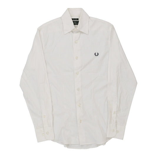 Vintage Fred Perry Slim Fit Shirt - Small White Cotton