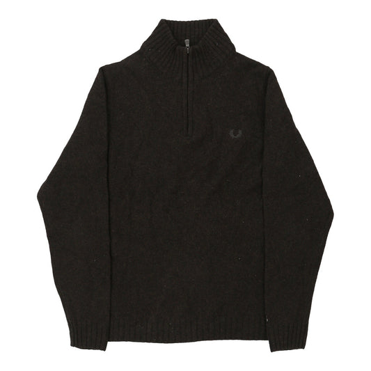 Vintage Fred Perry 1/4 Zip - Medium Brown Wool