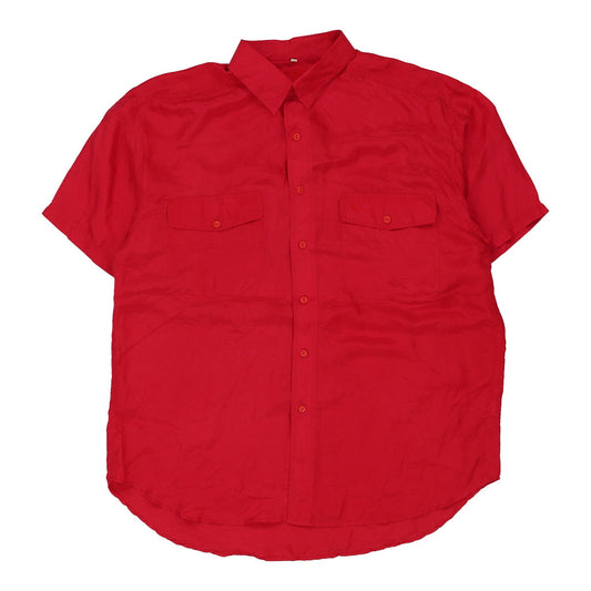 Vintage Valentino Short Sleeve Shirt - Large Red Silk