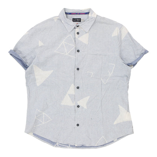 Vintage blue Armani Jeans Short Sleeve Shirt - mens xx-large