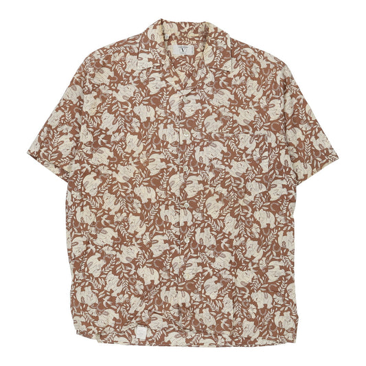Vintage Valentino Graphic Short Sleeve Shirt - Medium Brown Cotton