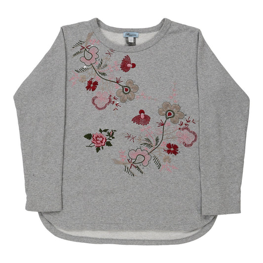 Vintage Blumarine Embroidered Sweatshirt - XL Grey Cotton Blend
