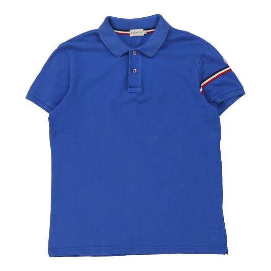 Vintage Moncler Polo Shirt - Large Blue Cotton