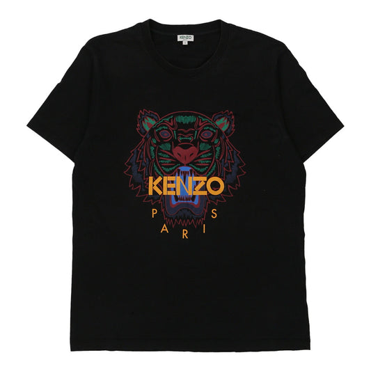 Vintage Paris Kenzo Graphic T-Shirt - Large Black Cotton