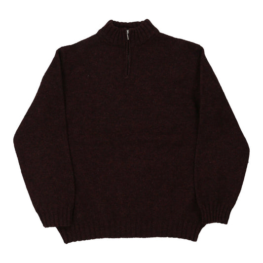 Vintage Valentino 1/4 Zip - XL Burgundy Cotton