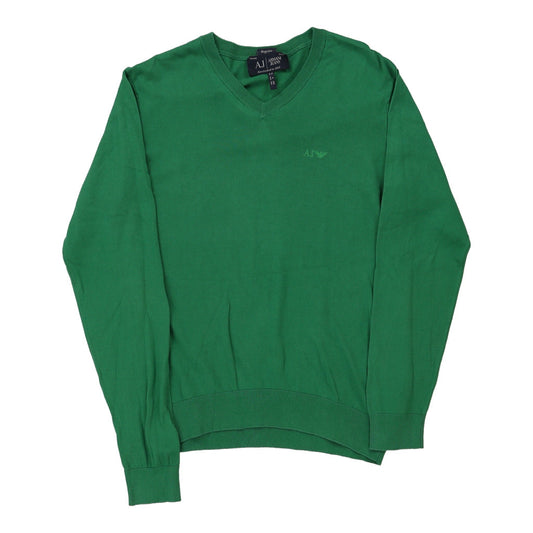 Vintage Armani Jeans Jumper - Small Green Cotton