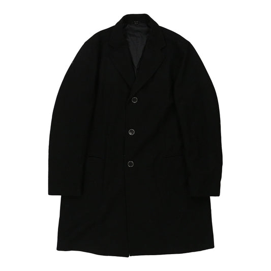 Vintage Armani Overcoat - XL Black Wool Blend