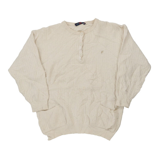 Vintage Les Copains Cardigan - Large Beige Wool Blend